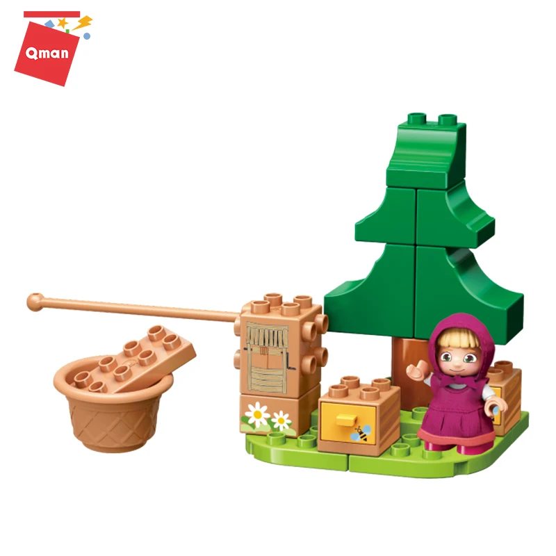 

Qman Building Blocks Set Construction for Children Enlighten Brick Stacking Mini Educational Toys Laundry Day Маша и медведь