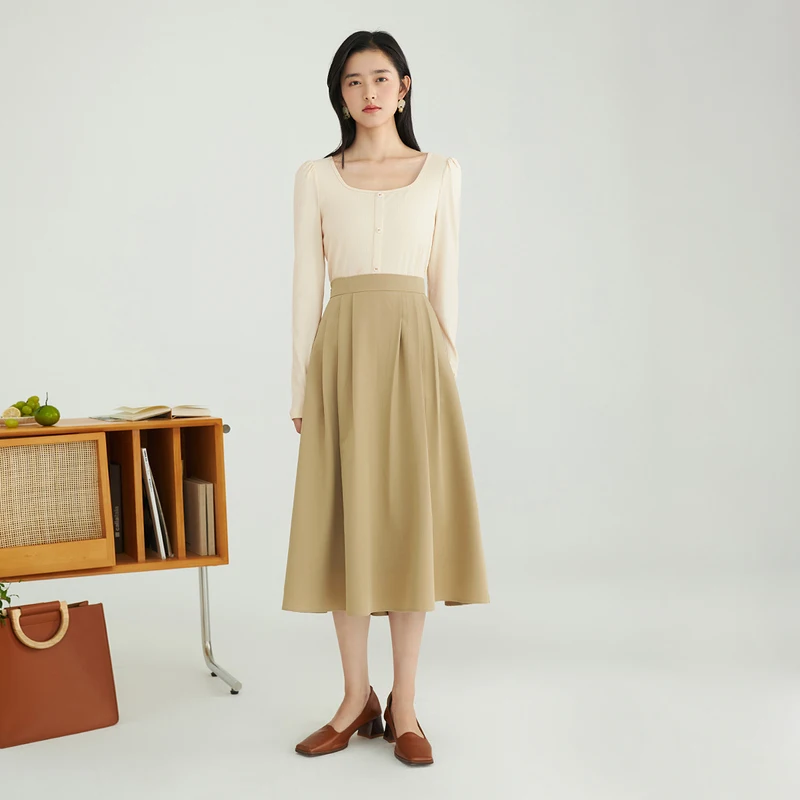 INMAN весенне-осенняя футболка чистый цвет женские топы рубашка приталенный свитер