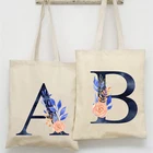 Сумка-шоппер женская с цветочным принтом, модный холщовый саквояж на плечо, повседневная Экологически чистая многоразовая Сумочка для хранения, дорожный чемоданчик