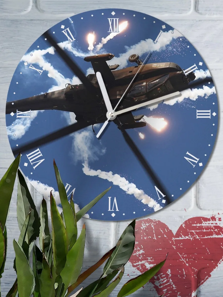 Настенные часы УФ игры Apache Air Assault (авиасимулятор боевой вертолет самолет) - 4346