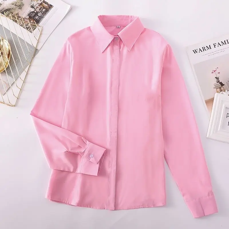 

Топ женский оверсайз с длинным рукавом, шикарная элегантная рубашка с закрытыми пуговицами, модная офисная одежда, лето 2022