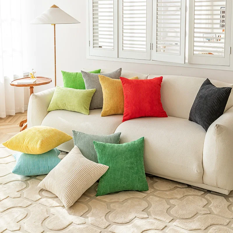 Оптовая продажа наволочка плюшевая подушка искусственная кожа прямая полосатая