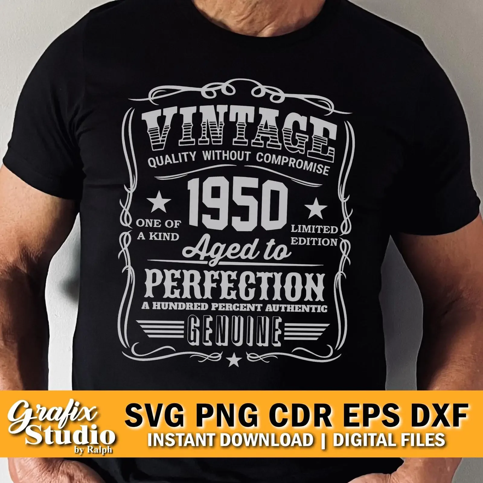 Фото Дизайн к 76-летию SVG в винтажном стиле 1950 года, выполненный в технике Digital Download, с эффектом состаривания, дизайнерская одежда для мужчин в винтажном стиле. №1