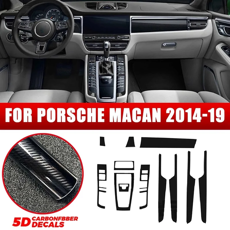 

Car Interior Trim Protective Film Decoration 5D Carbon Fiber Vinyl Sticker for-Porsche Macan 2014-2019 LHD