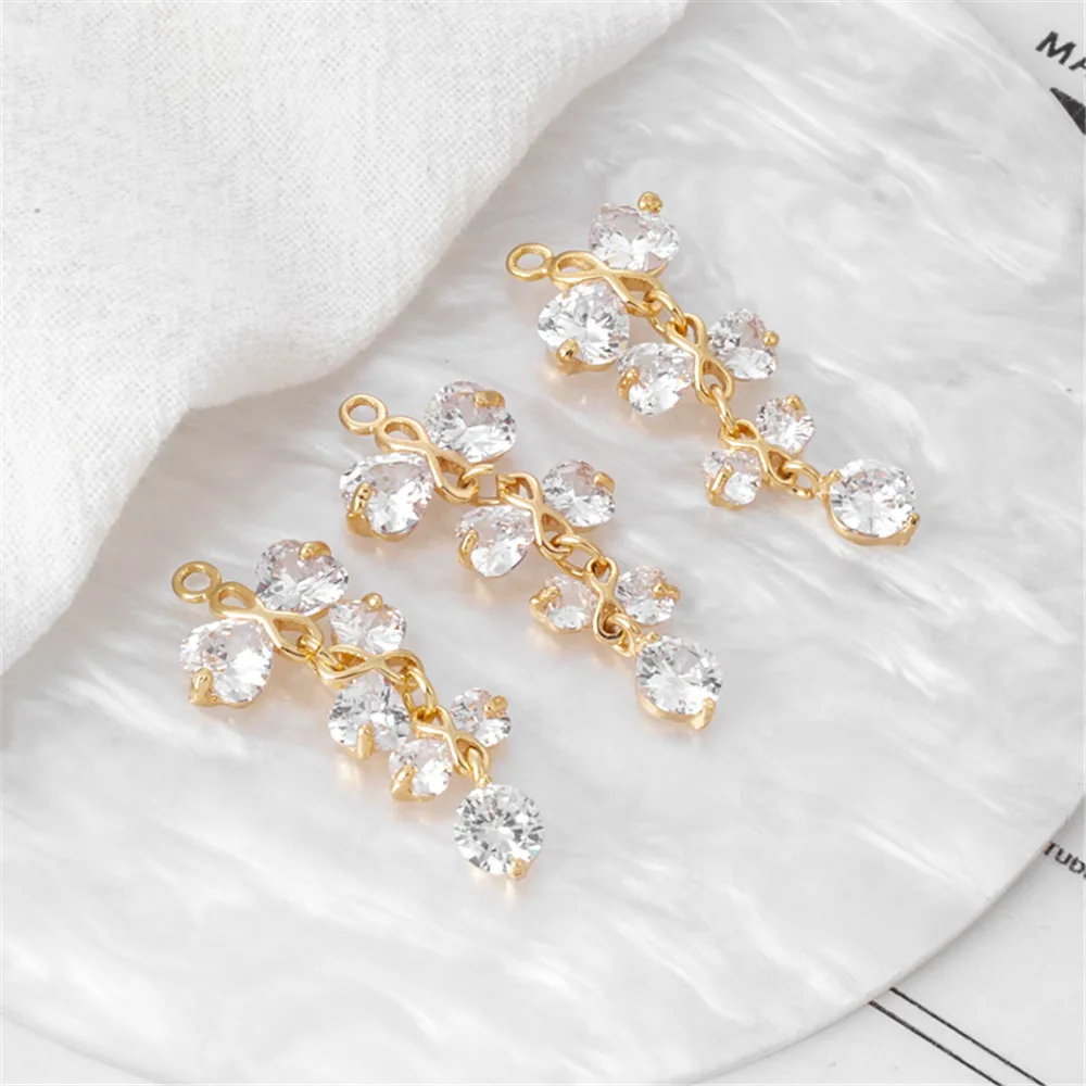 

14k gold wrapped zircon weeping willow pendant jewelry bracelet necklace earrings diy accessories pendant