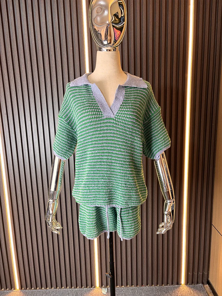 Женская одежда TRAFZARA-2024 трикотажный пуловер с V-образным вырезом + облегающие