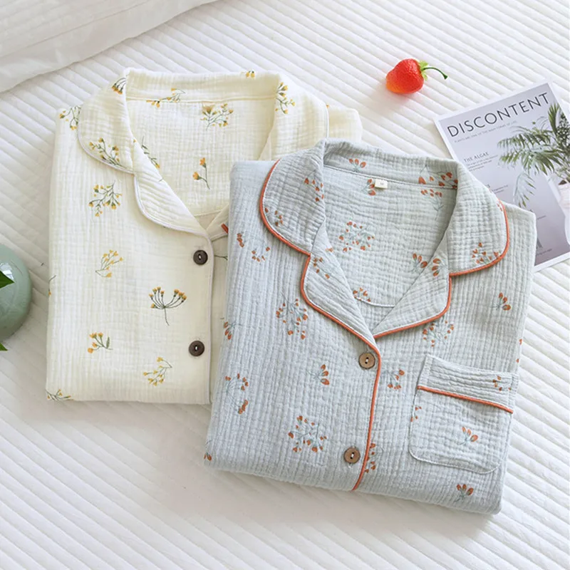 Удобный пижамный комплект с лацканами для женщин хлопковые домашние пижамы