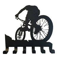 iron key holder for wall self adhesive key rack wall mount key hooks with bicycle rider pattern for living room bedroom kitchen