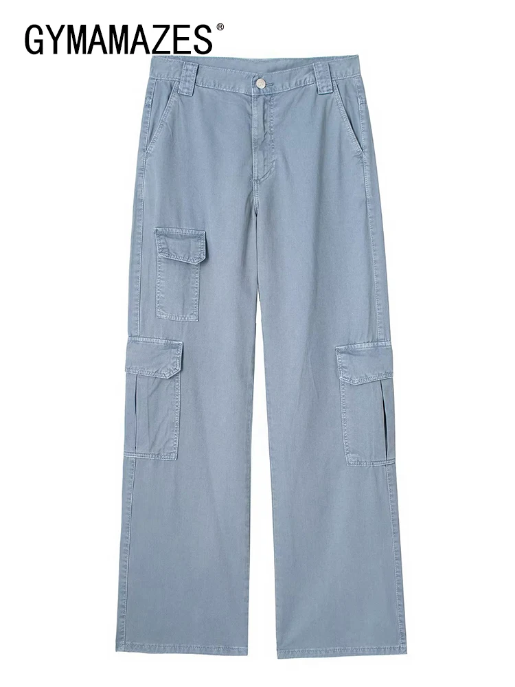 

Брюки GYMAMAZES женские прямые однотонные, повседневные штаны с завышенной талией, в стиле пэчворк, с карманами, Модная стильная одежда