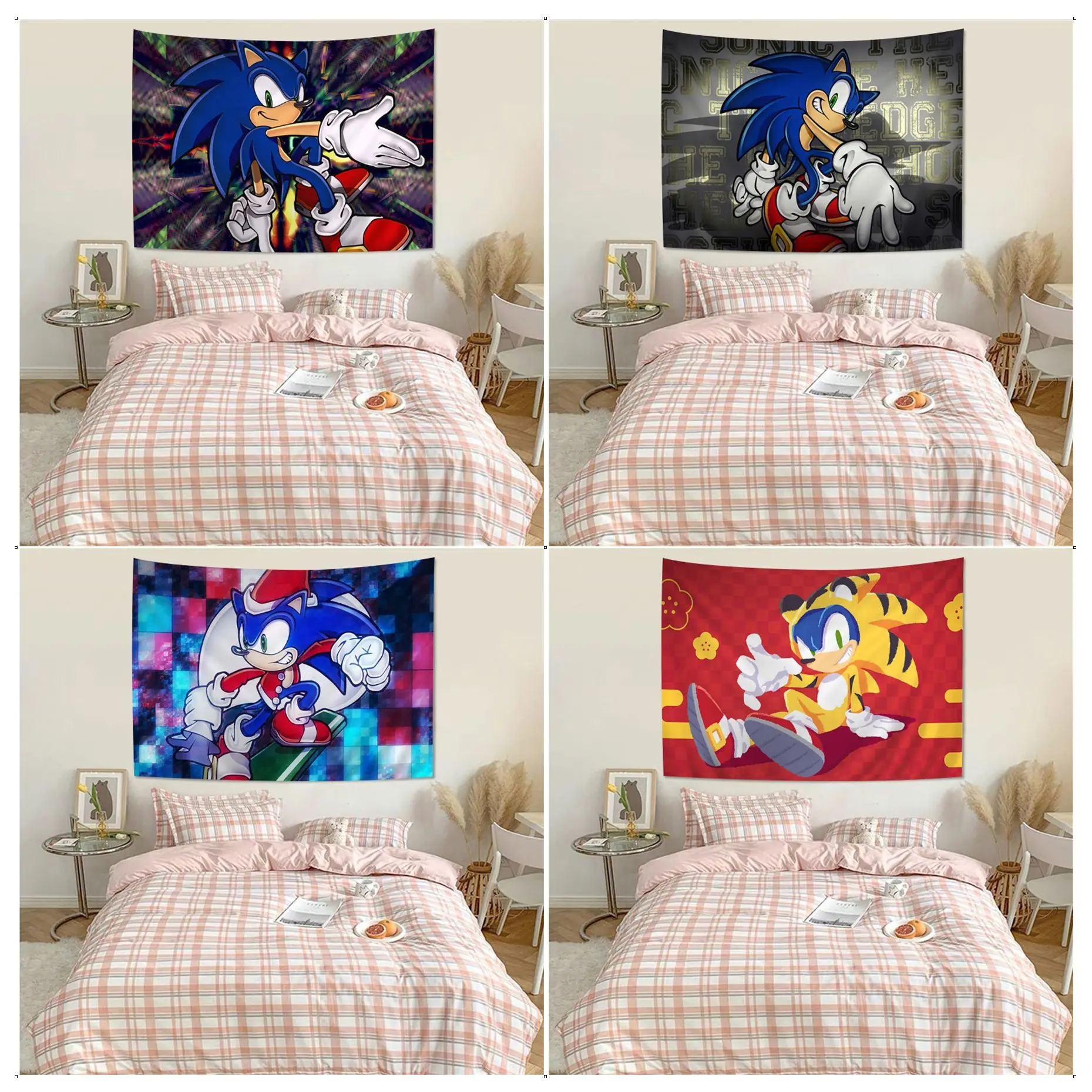 

MINISO Sonic The H-HedgehogS Tapestry Cartoon Tapestry Art Science Fiction Room Home Decor Wall Hanging Sheets