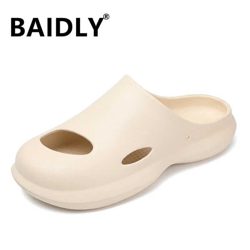 Мужские Пляжные шлепанцы сандалии с мягкой подошвой без застежки перфорацией