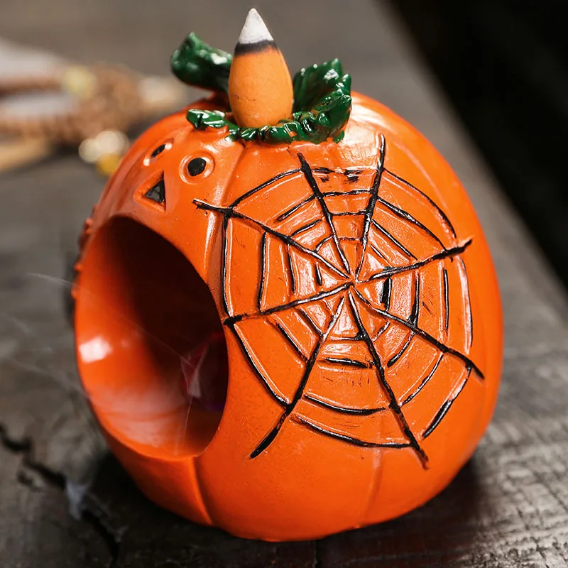 1 Шт. Светодиодная Смоляная Курильница В Виде Тыквы С Обратным Потоком Дыма