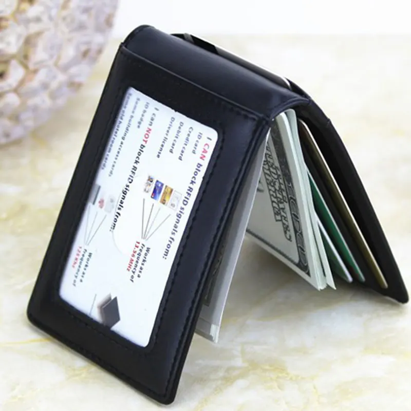 Leather Wallet Women Men Slim Leather Wallet Business Id Credit Card Cases Travel Wallet