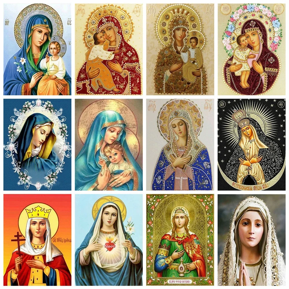 

5D алмазная живопись «сделай сам», Дева Мария, полная вышивка, квадратные круглые стразы, вышивка крестиком, религия, домашний декор