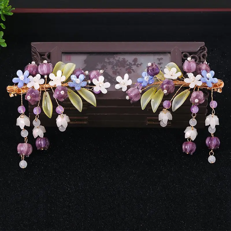 

Vintage Hairpin Hanfu Hair Accessories for Women Purple Hair Grips Barrette