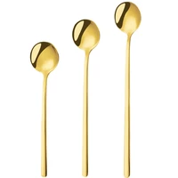6pcslot korean stainless steel small round spoon golden coffee spoon stirring spoon ice cream dessert spoon mug spoon