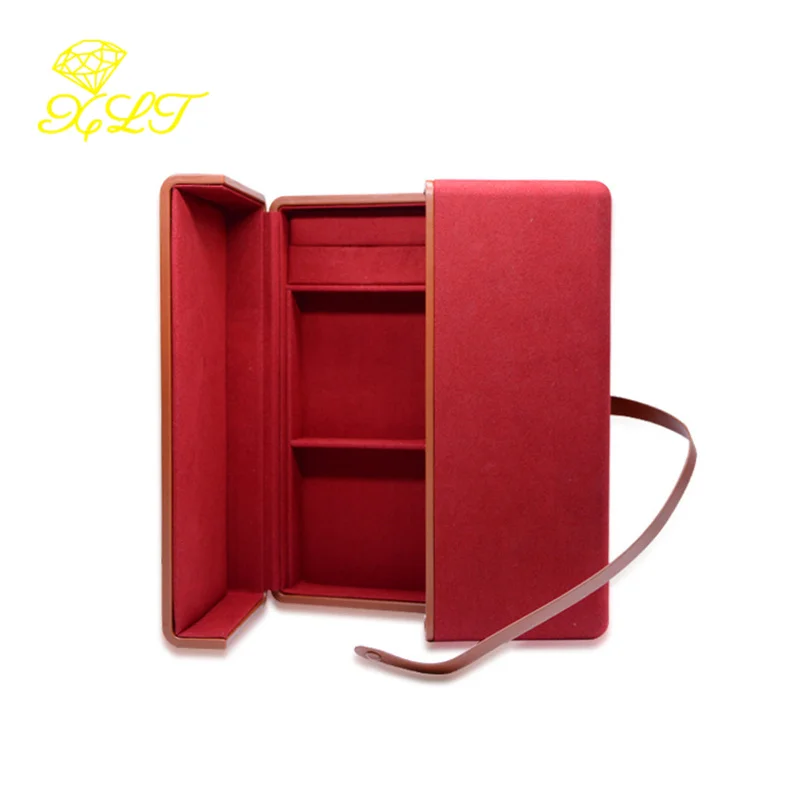 Double Open Jewelry Storage Box Double Layer Necklace Ring Packaging Box High-end Microfiber Jewelry Box Jewlery Organizer Case