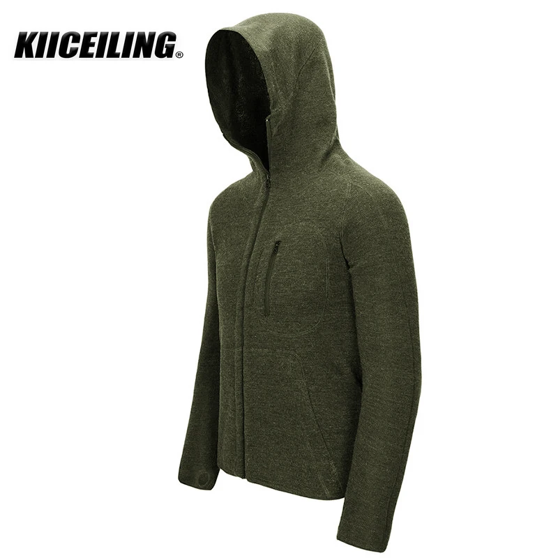 

KIICEILING High Quality Lightweight Military Tactical Hooded Sweaters Cardigan Men And Women Coat Warm Wool Soft And Comfortable