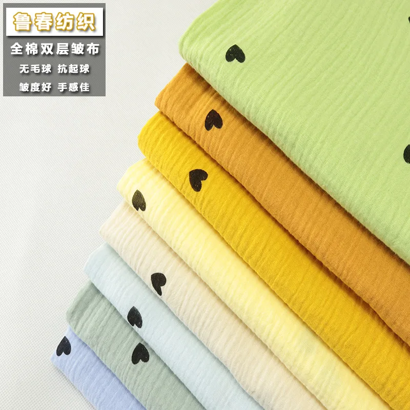 

Новинка 2022 года, двухслойная марлевая ткань из чистого хлопка, двухслойная ткань с принтом в виде морщин