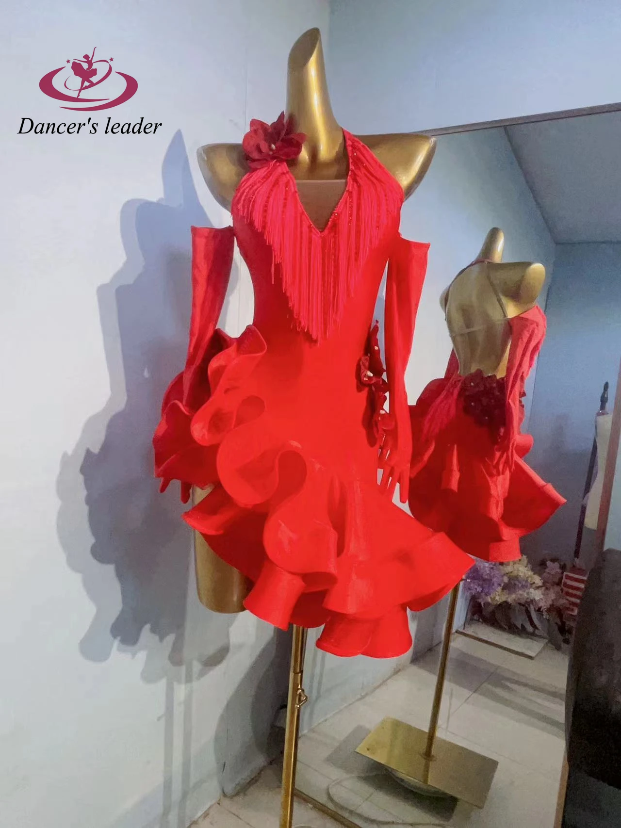 Женское платье для латиноамериканских танцев Эксклюзивное Платье с маленькими