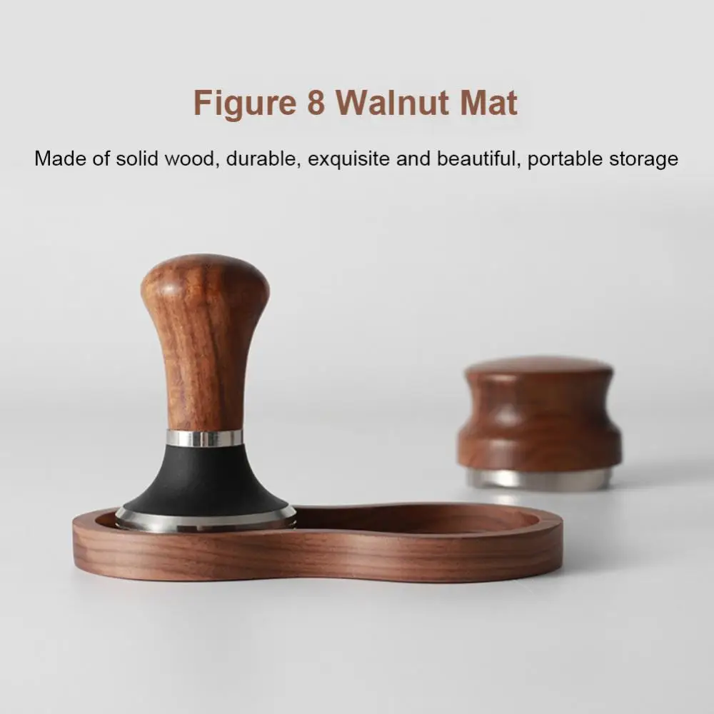 

Creative Powder Pad Moisture-proof Powder Pad Set Coffee Utensils Stable Non-slip Walnut Hot Wholesale 58mm 51mm Solid Wood Base
