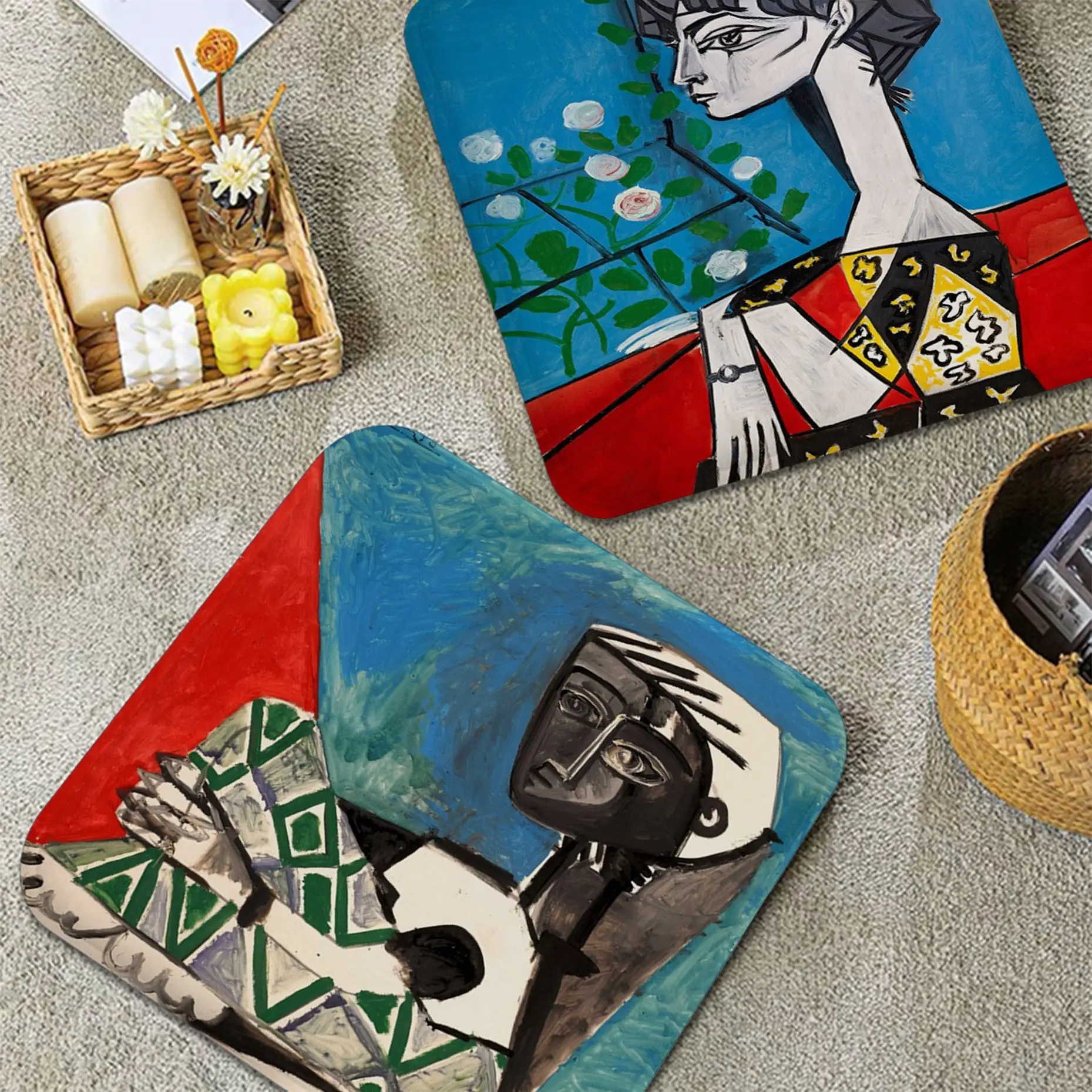 

Abstract Vintage Painting Pablo Picasso Exhibition European Sofa Mat Dining Room Table Chair Cushions Anti-slip Chair Mat Pad