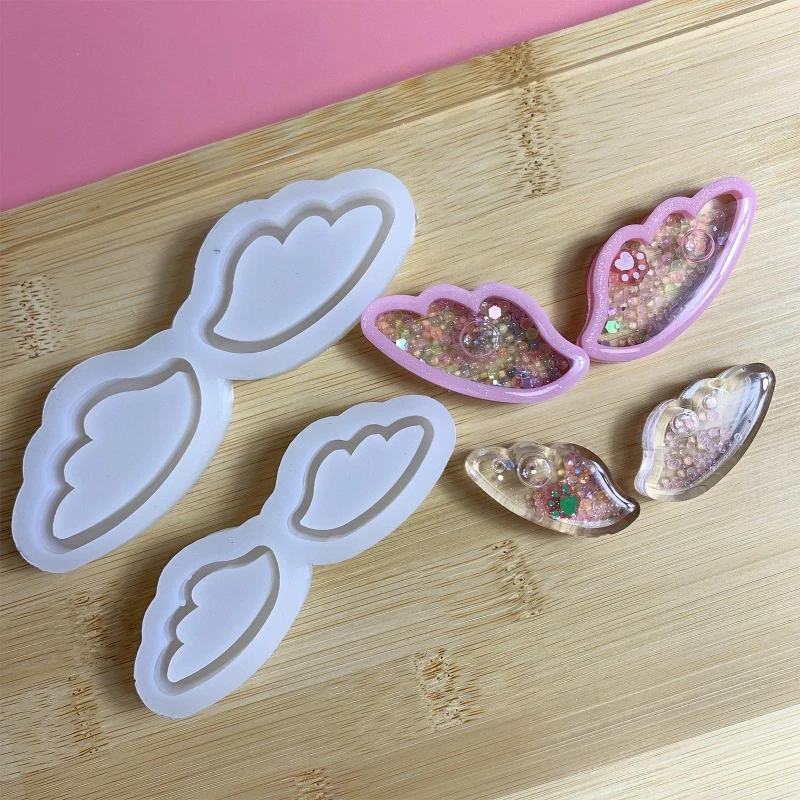 

Geometry Wings Ornament Resin Casting Silicone Mold Woman Keychain Decorative Pendant Quicksand Mold for DIY Crafts