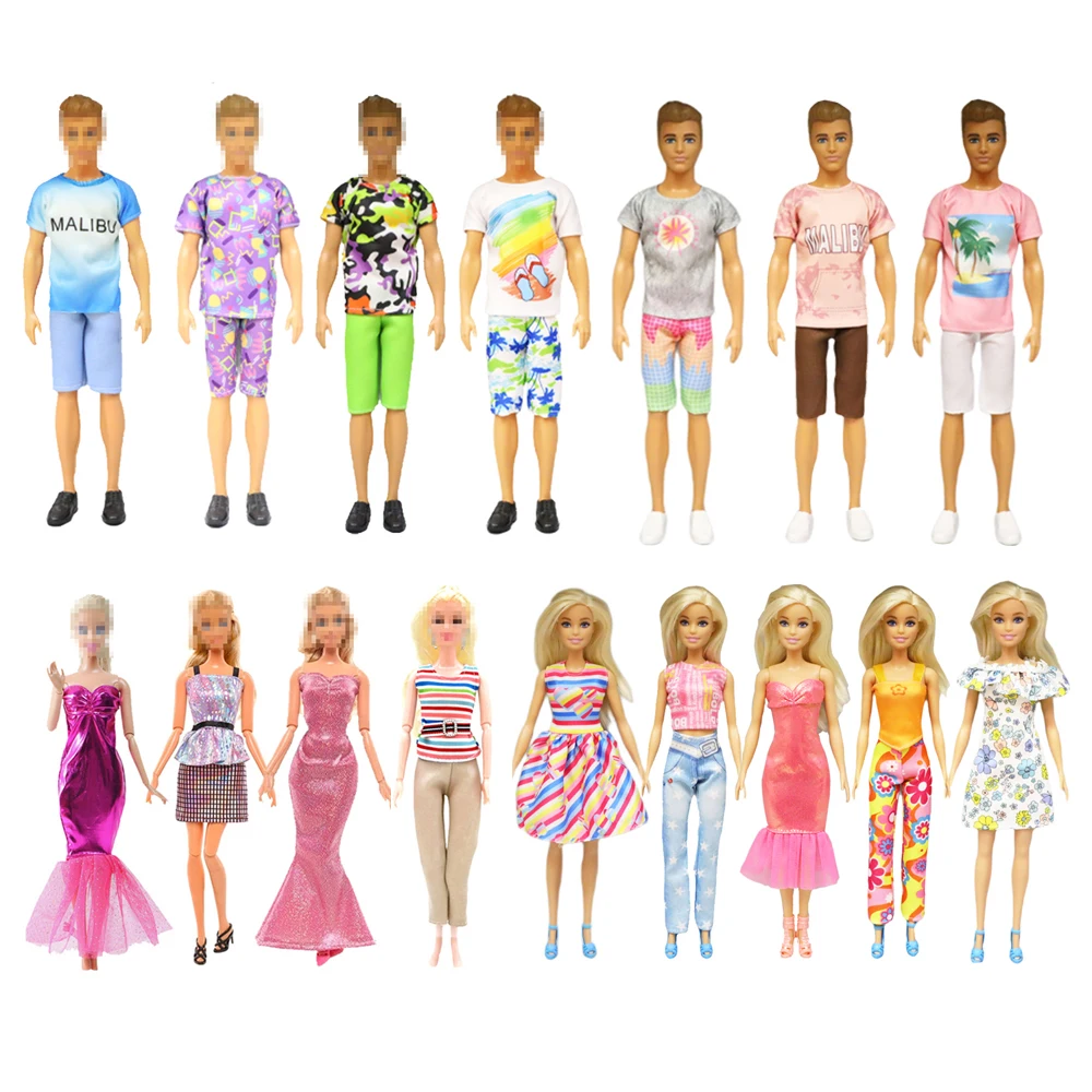 

Fashion 5 items/set random = 3 Clothes for Barbie +2 Tops Pant Suit for Ken Doll Accessories Kids Toys DIY Present Gift