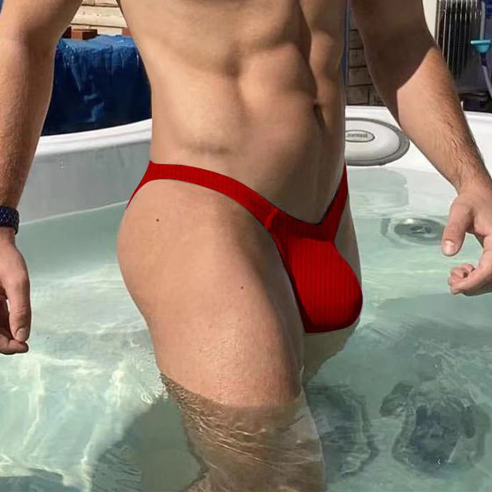 

Men's Sexy Bikini Briefs Seamless Underpants Male Sexy Low Waist Underwear U Pouch Panties Breathable Gay Cotton Knickers Solid