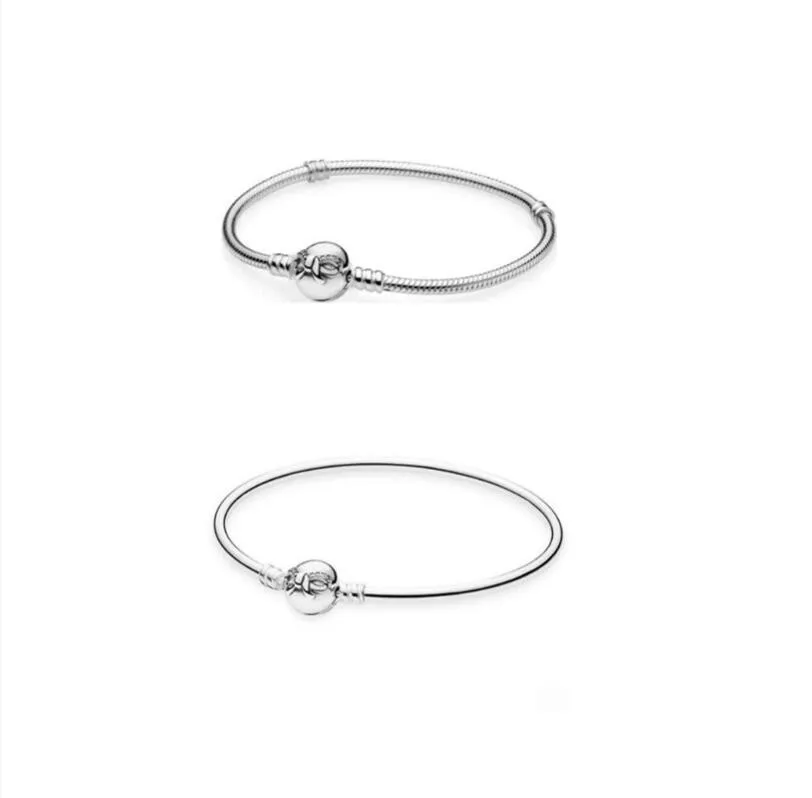 

Authentic 925 Sterling Silver Dainty Bow Clasp Crystal Snake Chain pan Bracelet Fit Women Bead Charm Diy Europe Jewelry