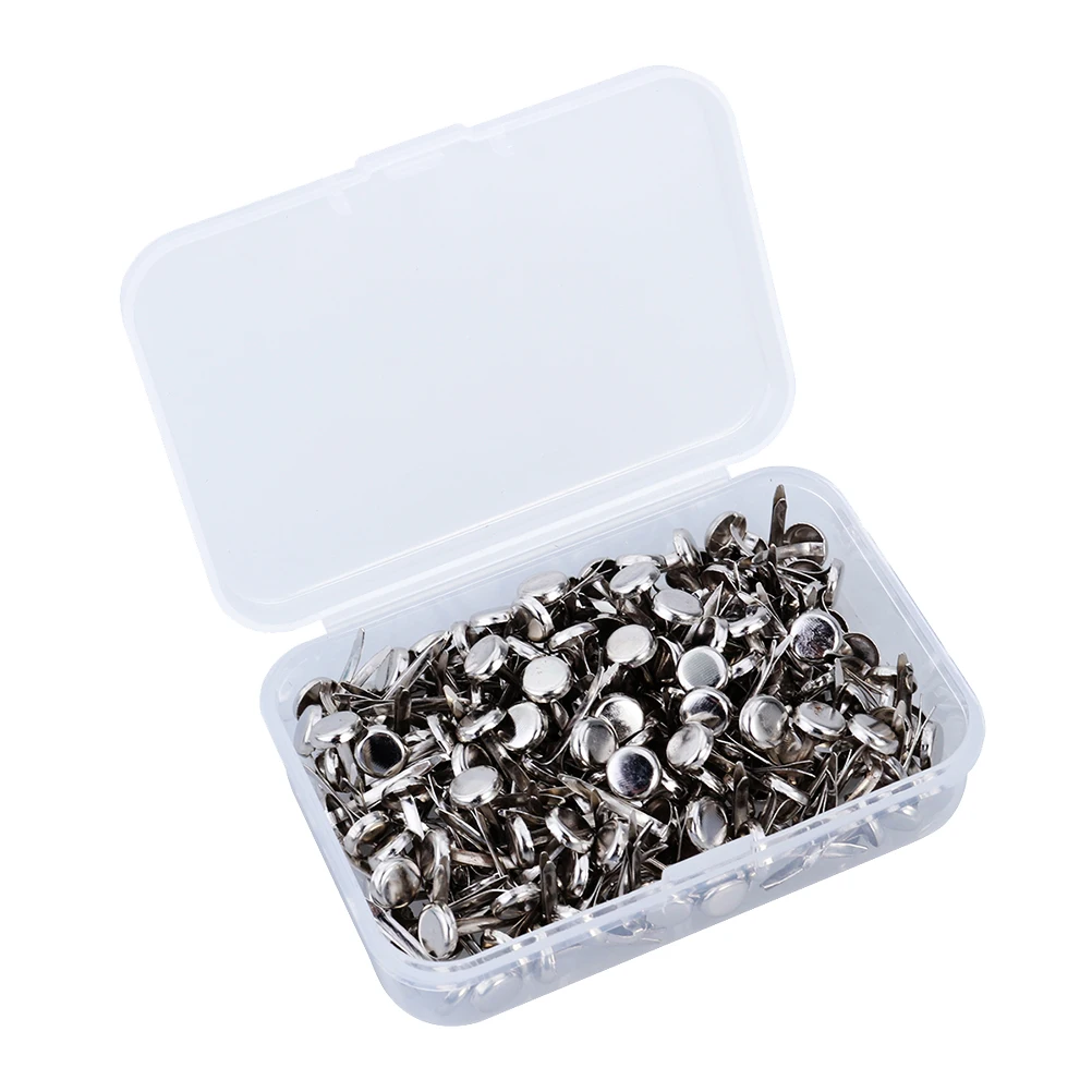 Фото 200pcs Electroplated Two-leg Nails Rust-proof Round Head Metal Fasteners for Crafts Scrapbooking Office Supplies №5