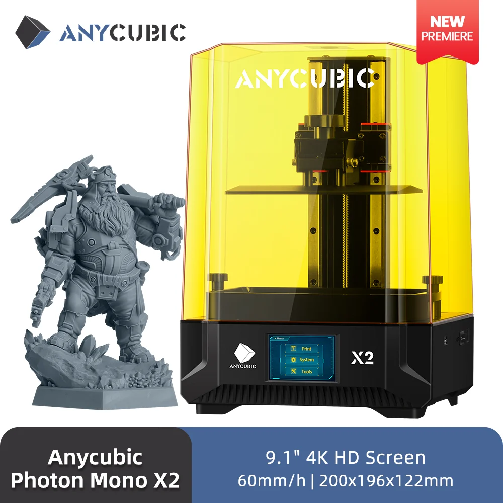 ANYCUBIC Photon Mono X2 3D-принтер 9.1-дюймовый 4K Монохромный ЖК-дисплей УФ-принтеры Смолы 3D-печать 60мм/ч Высокоскоростной SLA 3D-принтер