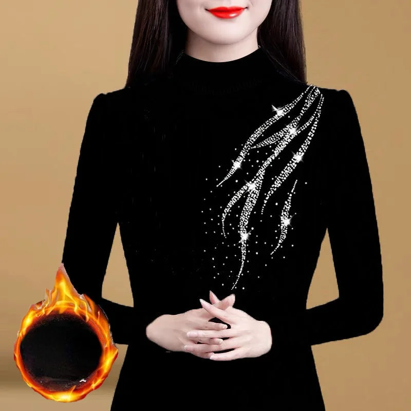 

Женская осенне-зимняя рубашка с длинным рукавом и воротником средней высоты