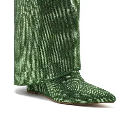 Женские ботинки на танкетке с кристаллами и замком блестящие красные подиумные