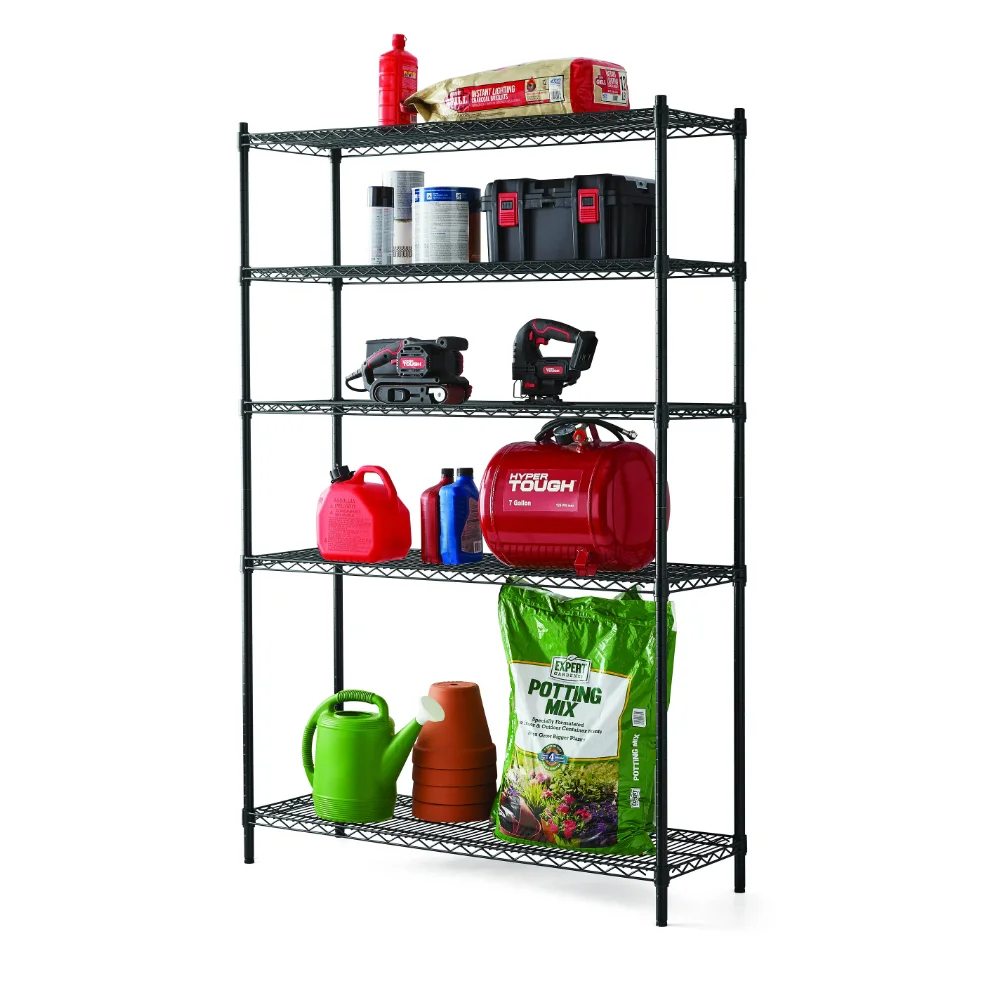 

Hyper Tough Heavy Duty 5 Tier Wire Shelf, Black, 3000 lb Capacity