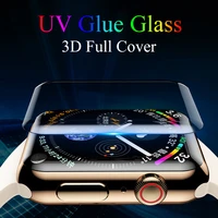 20d full coverage tempered glass for apple watch 41 45 38 40 42 44mm uv glue film for watch 7 6 5 4 3 2 series screen protector