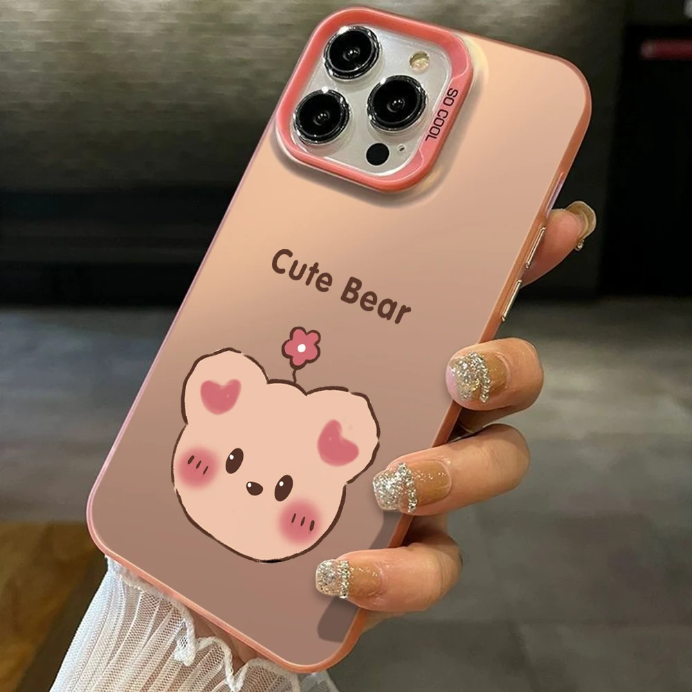 Чехол для Realme C65 C67 4G 5G C63 C55 C53 C51 Cute Rabbit Bear Cover C25Y C21Y C11 C30 C20 C12 IMD Plating