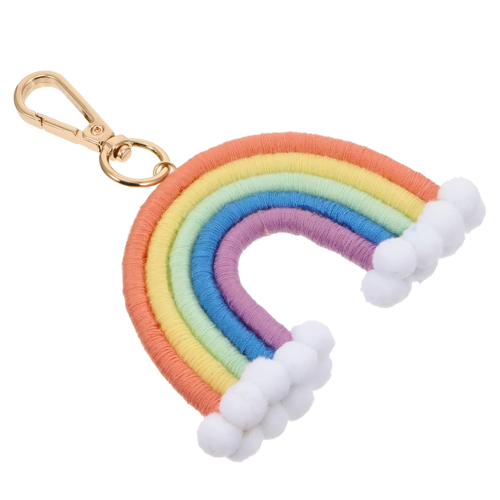 

Rainbow Keychain Key Pendant Keychains Macrame Pom Charm Woven Favors Party Tassel Ring Weaving Rope Ornament Hanging Novelty