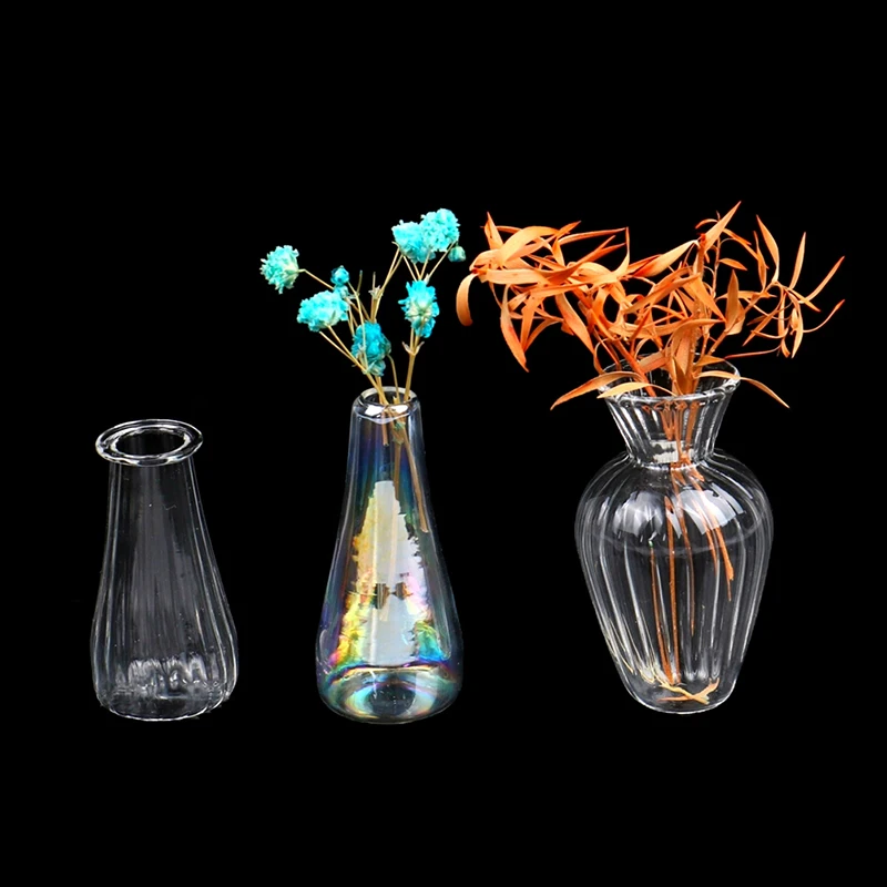 

1:12 Dollhouse Miniature Glass Vase Transparent Storage Jar Flowerpot Home Garden Decor Handcrafted Accessories
