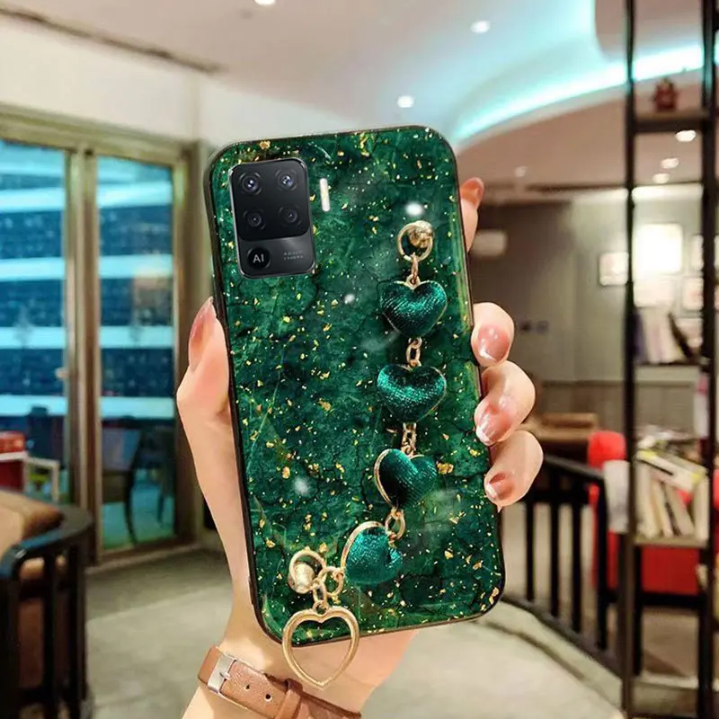New Luxury Bracelet Cover For OPPO A94 4G case Silicone Cover A94 case with marble pattern case A94 4G A95 5G A74 A54 A96 A16 S