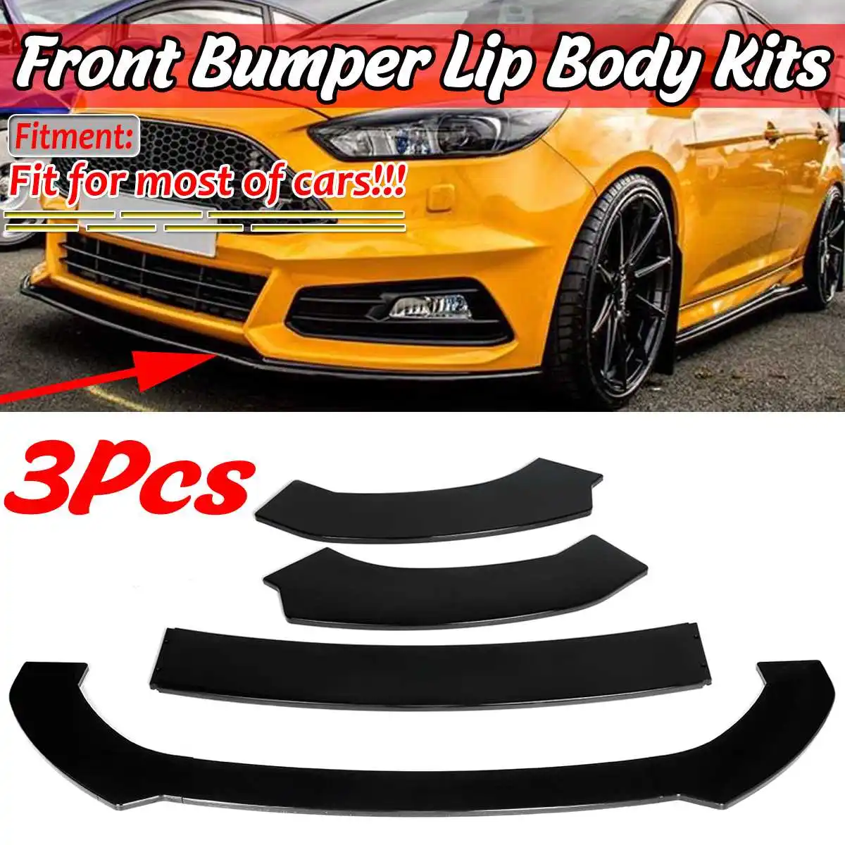 

Car Front Bumper Splitter Lip Spoiler Diffuser For Ford For Focus For Fiesta For Civic For Accord For Subaru For VW Golf MK5 6 7