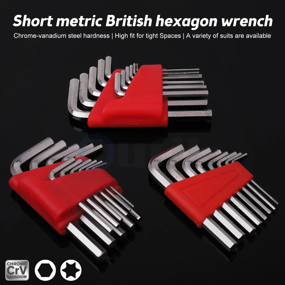 Allen Wrench Set 5/8/11Pcs Metric Wrench Allen Key Short Arm Tool British Socket Wrench Set Torque Wrench Adjustable Wrench