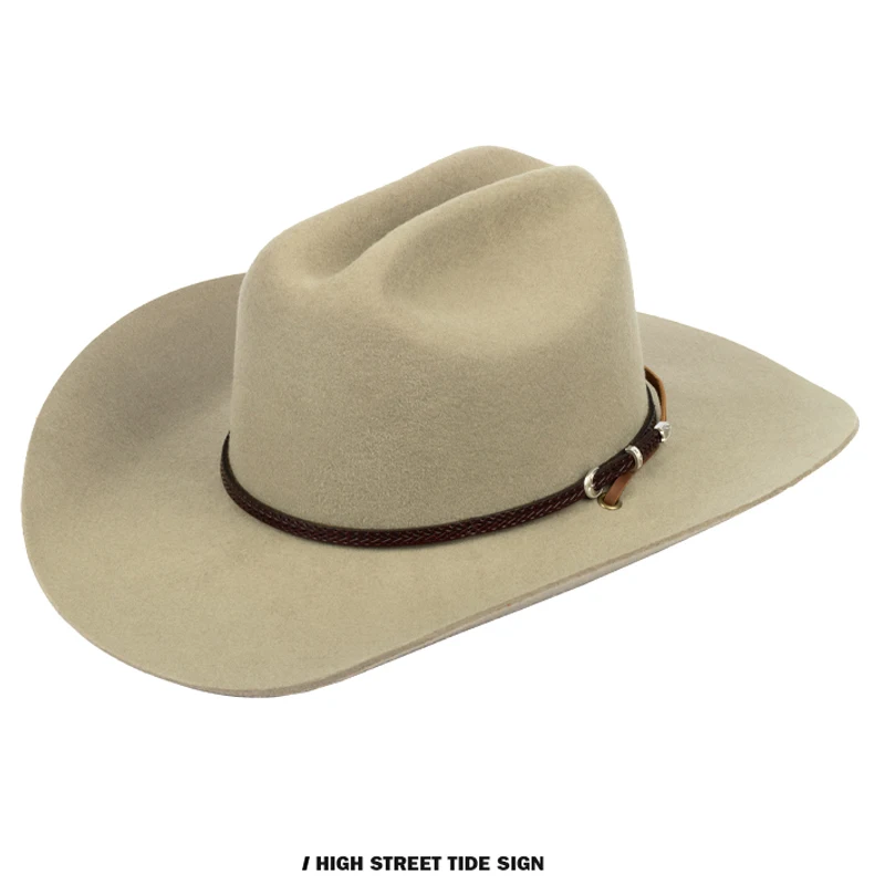Brand New Mens Fashion Western Cowboy Hat With Roll Up Brim, American Rerto Wool Felt Hat Cowgirl Riding Hat