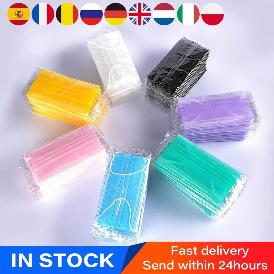 

2Pcs/100pcs Mask Disposable Nonwove 3 Layer Ply Filter Mask mouth Face mask filter safe Individually wrapped Protective masks