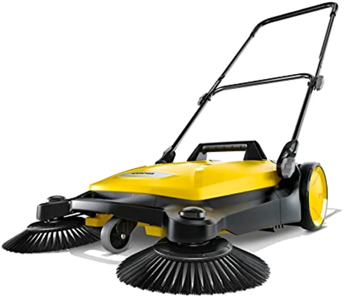 

Karcher S 4 Twin Walk-Behind Outdoor Hand Push Floor Sweeper 5.25 Gallon Capacity 26.8" Sweeping Width Sweeps 26000 Square