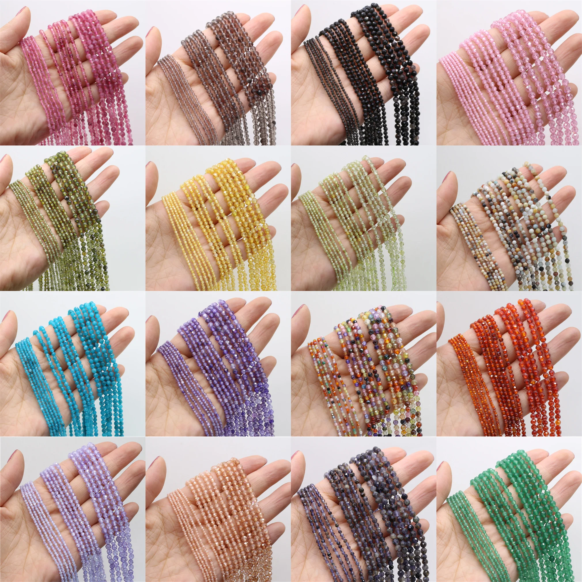 

2/3/4mm Natural Stone Faceted Beads Charms Zircon Small Agate Round Loose Spacer Beads For Jewelry Making DIY Bracelets Necklace