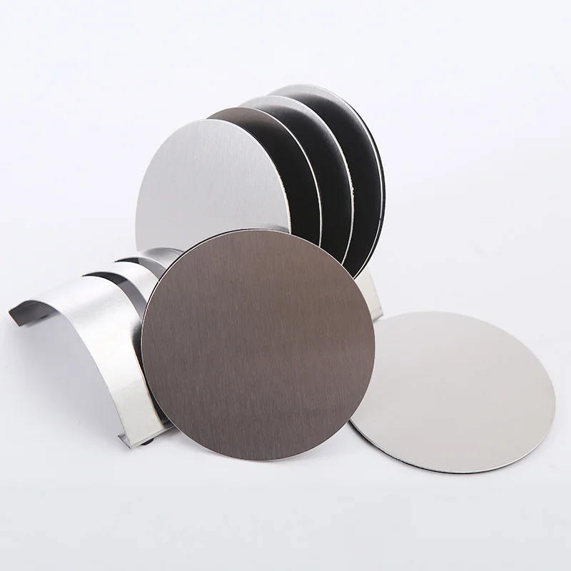 

6pcs/set Stainless Steel Coaster Set Drink Coasters Placemats for Insulation Cup Mat Table Non-slip Kitchen Accessories