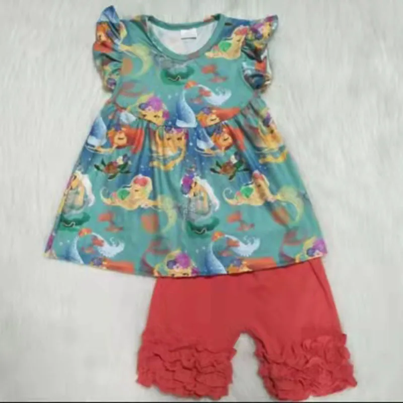 

kids clothing set summer wear teen girl clothing set flutter sleeve t shirt and shorts children girl 2 pcs clothing set