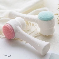 new soft fur double sided silicone facial cleansing brush massager for face blackhead exfoliating removal brush makeup skin care