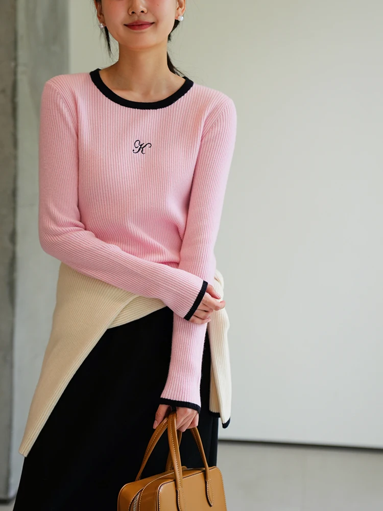 Fleece Cashmere Embroidery Craft Long sleeve Knit Top Women Autumn and Winter &quotMnoxza032